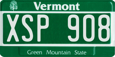 VT license plate XSP908