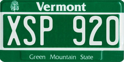 VT license plate XSP920