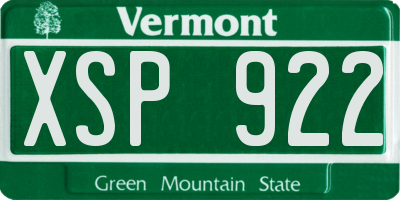 VT license plate XSP922