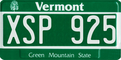 VT license plate XSP925