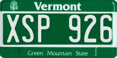 VT license plate XSP926