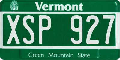 VT license plate XSP927