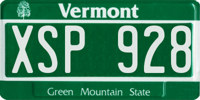 VT license plate XSP928