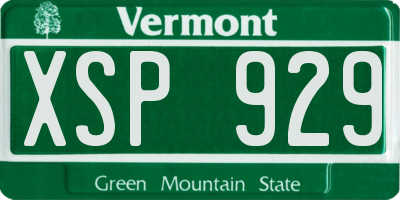 VT license plate XSP929