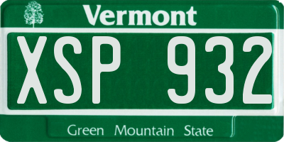 VT license plate XSP932