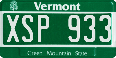 VT license plate XSP933