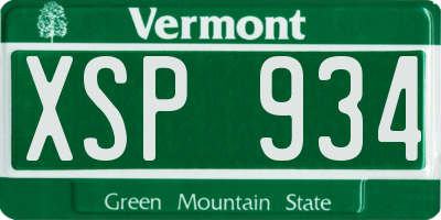 VT license plate XSP934