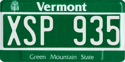 VT license plate XSP935