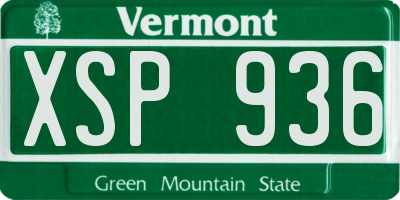 VT license plate XSP936