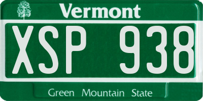 VT license plate XSP938