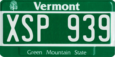 VT license plate XSP939