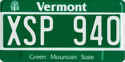 VT license plate XSP940