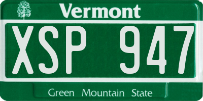 VT license plate XSP947