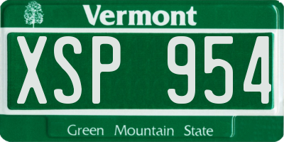 VT license plate XSP954