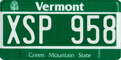 VT license plate XSP958