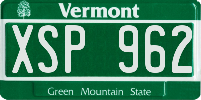 VT license plate XSP962