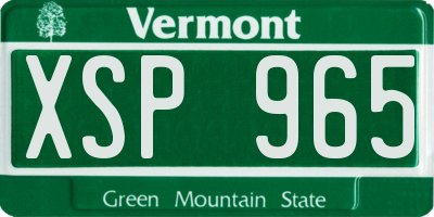 VT license plate XSP965