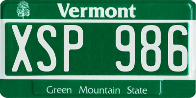 VT license plate XSP986