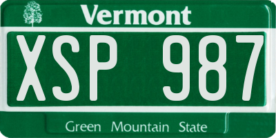 VT license plate XSP987