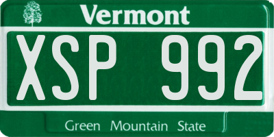 VT license plate XSP992