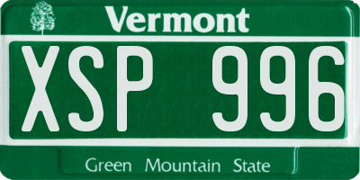 VT license plate XSP996