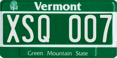 VT license plate XSQ007