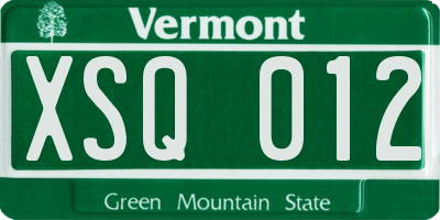 VT license plate XSQ012