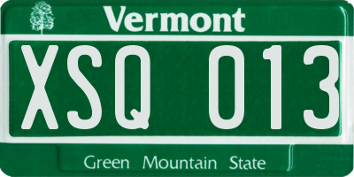 VT license plate XSQ013