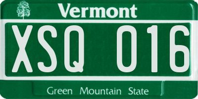 VT license plate XSQ016