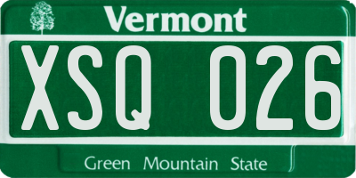 VT license plate XSQ026