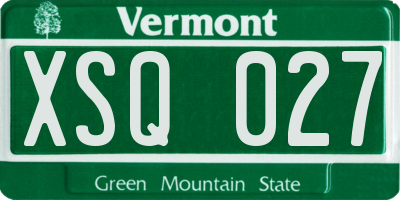 VT license plate XSQ027