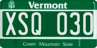 VT license plate XSQ030