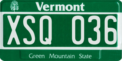 VT license plate XSQ036
