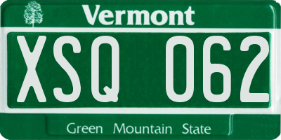 VT license plate XSQ062