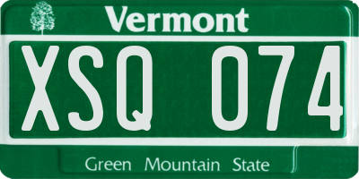 VT license plate XSQ074