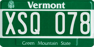VT license plate XSQ078