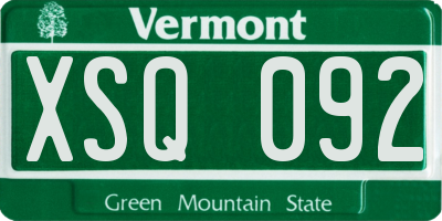 VT license plate XSQ092