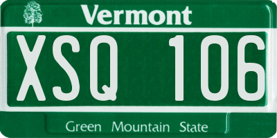 VT license plate XSQ106