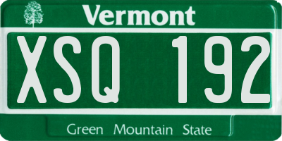 VT license plate XSQ192