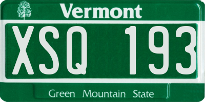 VT license plate XSQ193