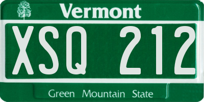 VT license plate XSQ212