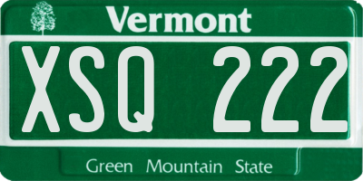 VT license plate XSQ222