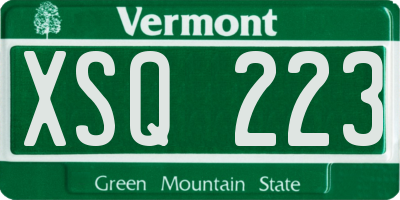 VT license plate XSQ223