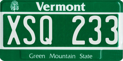 VT license plate XSQ233