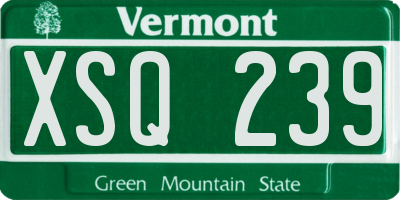 VT license plate XSQ239