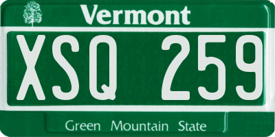 VT license plate XSQ259