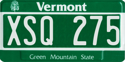 VT license plate XSQ275