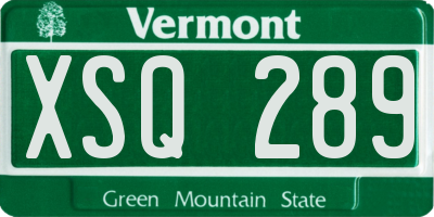 VT license plate XSQ289