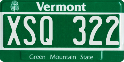 VT license plate XSQ322