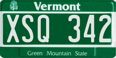 VT license plate XSQ342